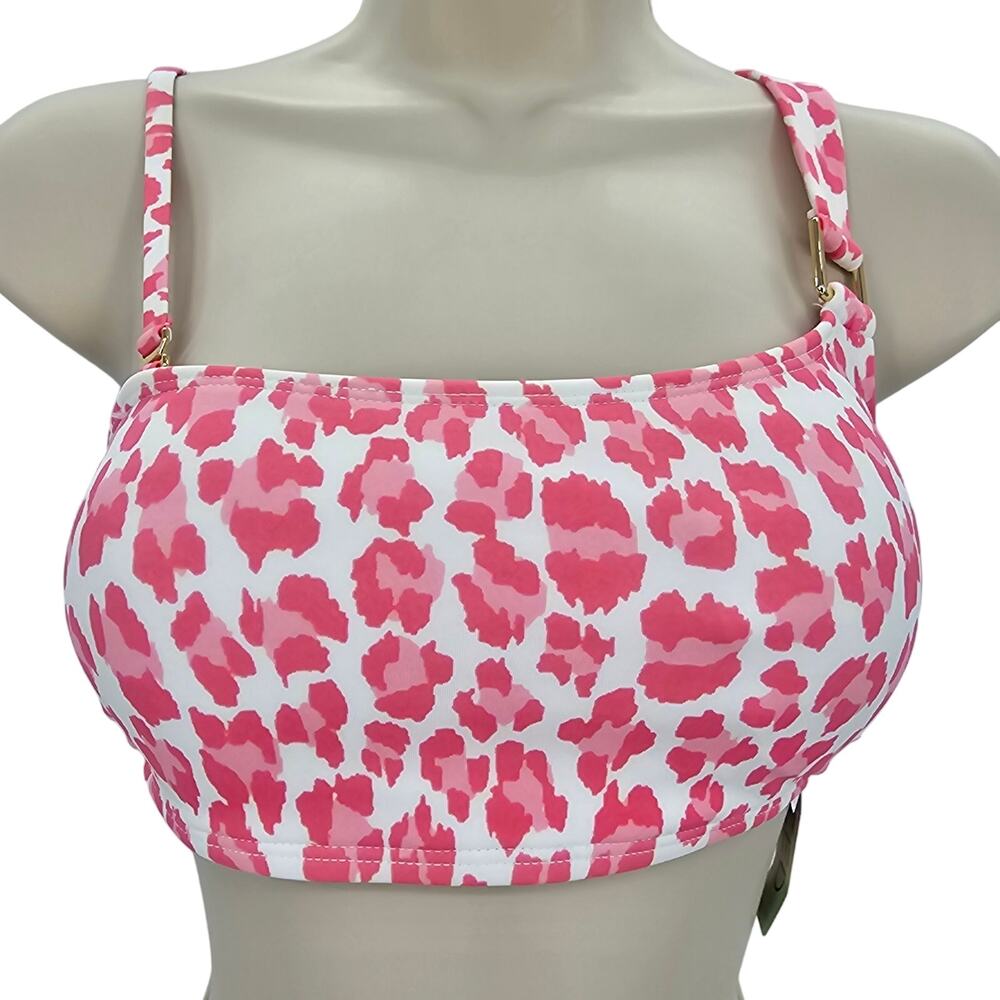 Sundazed Womans size 32B Reyna Animal Print One Shoulder Bikini Top Pink NEW